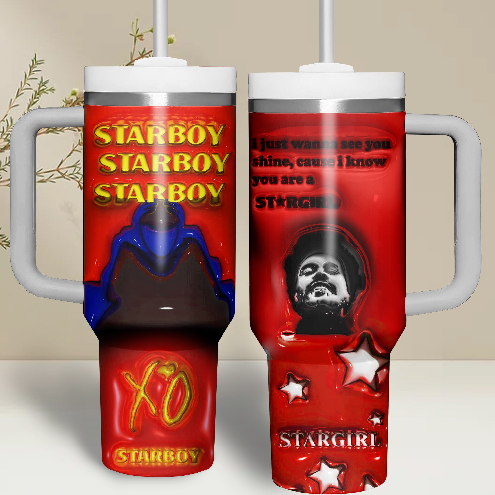The Weeknd Music Custom Stanley Quencher 40oz Stainless Steel Tumbler With Handle