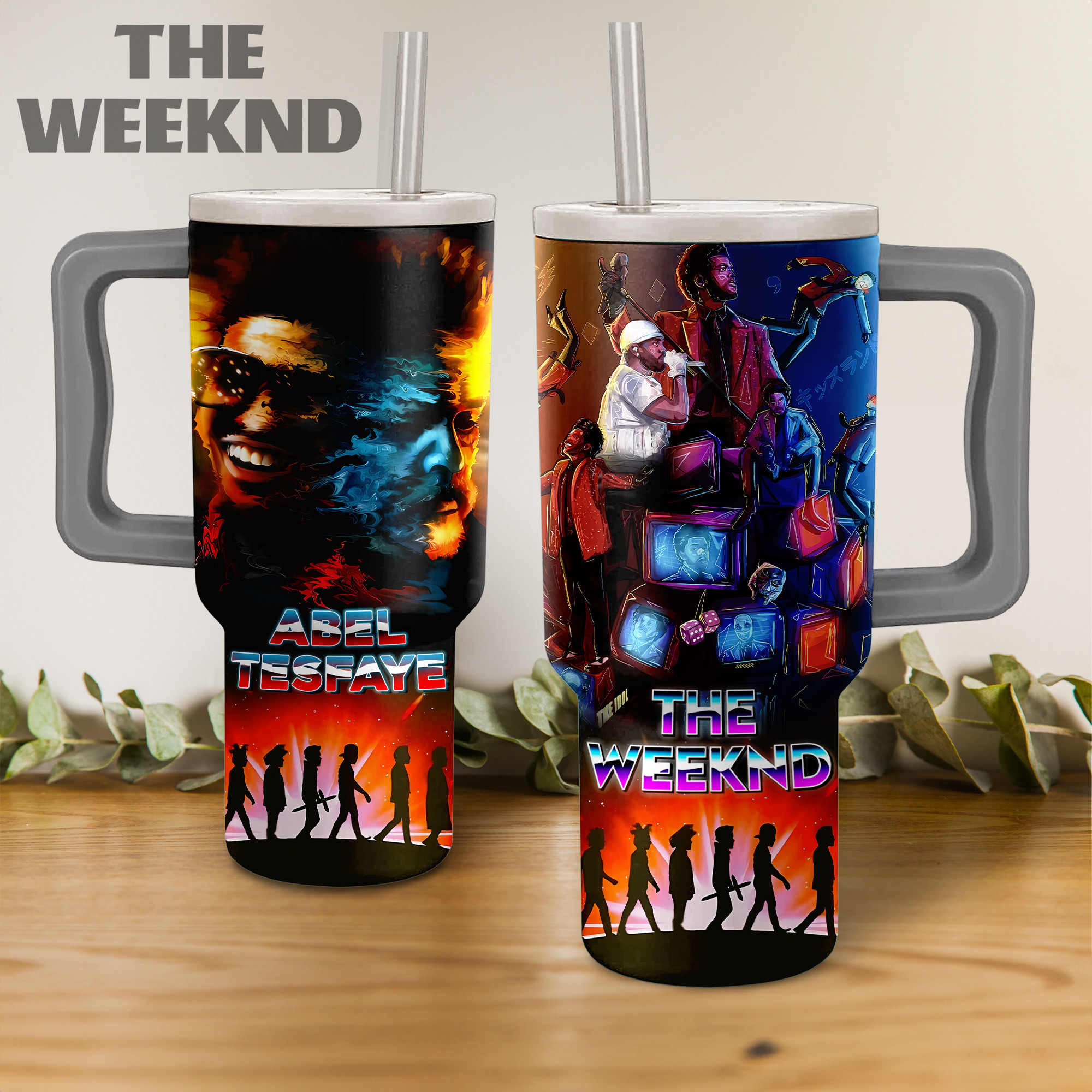 The Weeknd Music Custom Stanley Quencher 40oz Stainless Steel Tumbler With Handle