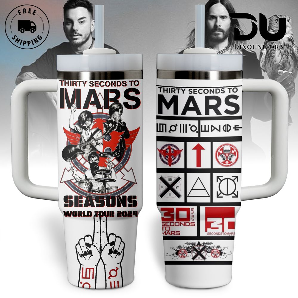 Thirty Seconds To Mars Music Custom Stanley Quencher 40oz Stainless Steel Tumbler With Handle