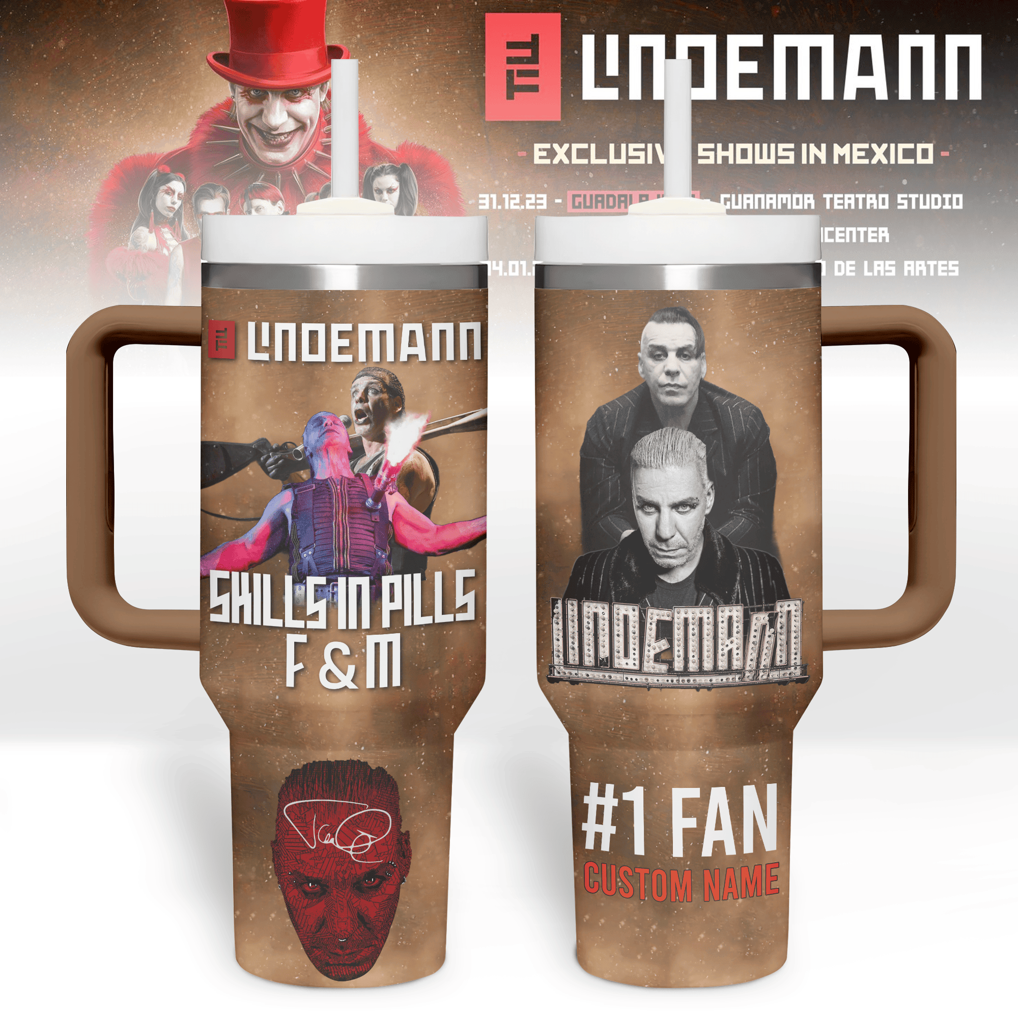 Till Lindemann Music Custom Stanley Quencher 40oz Stainless Steel Tumbler With Handle