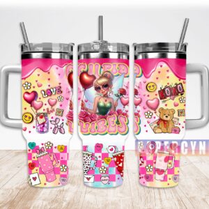 Tinker Bell Custom Stanley Quencher 40oz Stainless Steel Tumbler With Handle