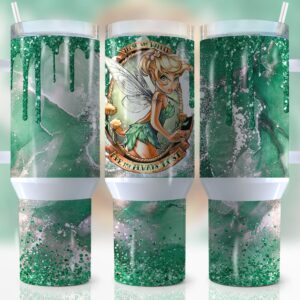 Tinker Bell Disney Cartoon Custom Stanley Quencher 40oz Stainless Steel Tumbler With Handle