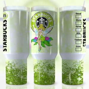 Tinker Bell Disney Cartoon Custom Stanley Quencher 40oz Stainless Steel Tumbler With Handle