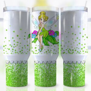 Tinker Bell Disney Cartoon Custom Stanley Quencher 40oz Stainless Steel Tumbler With Handle