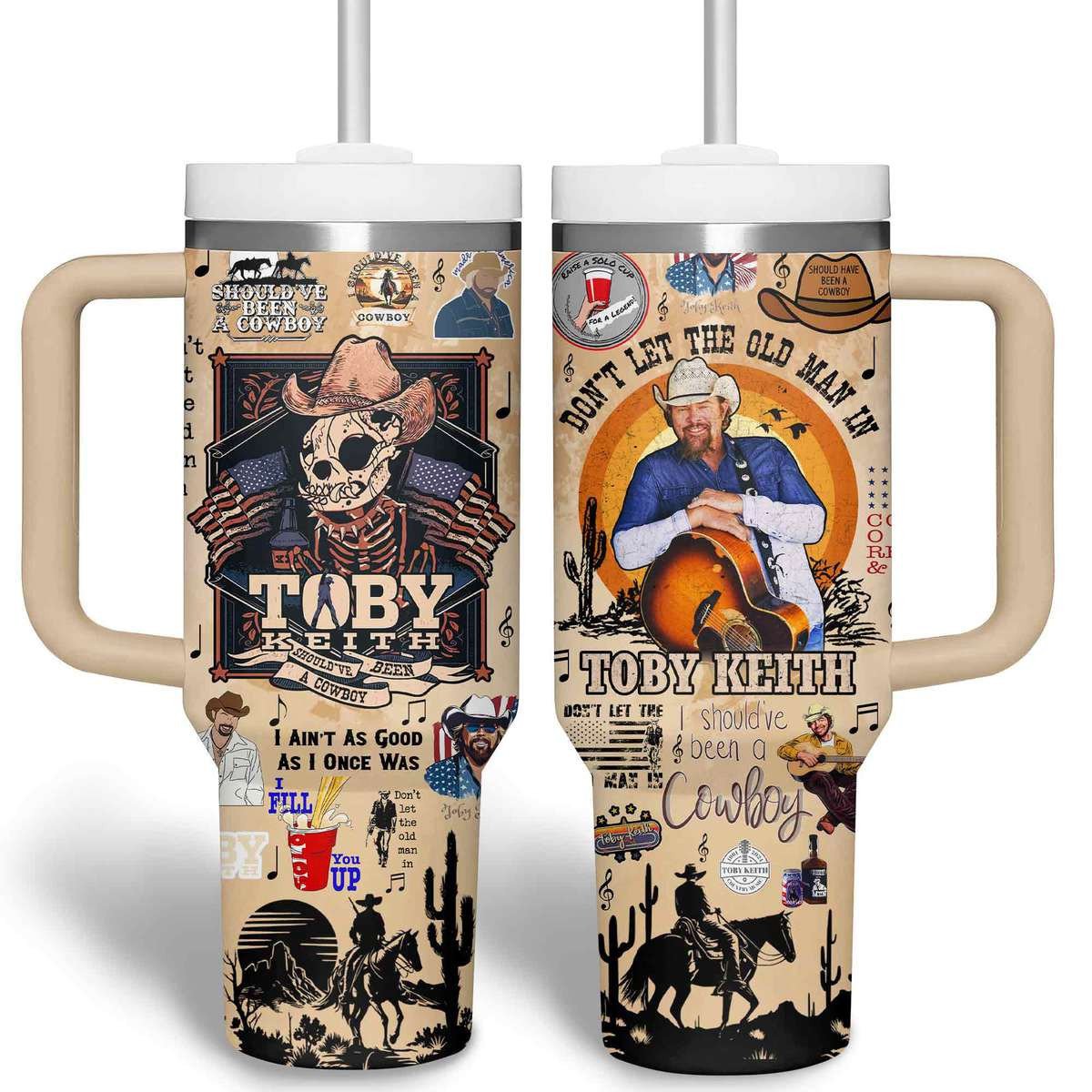 Toby Keith Music Custom Stanley Quencher 40oz Stainless Steel Tumbler With Handle