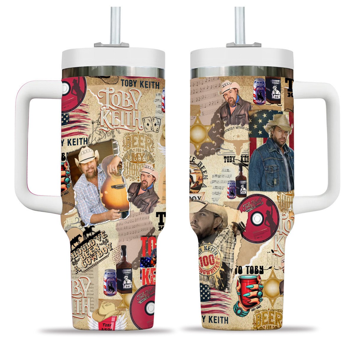 Toby Keith Music Custom Stanley Quencher 40oz Stainless Steel Tumbler With Handle