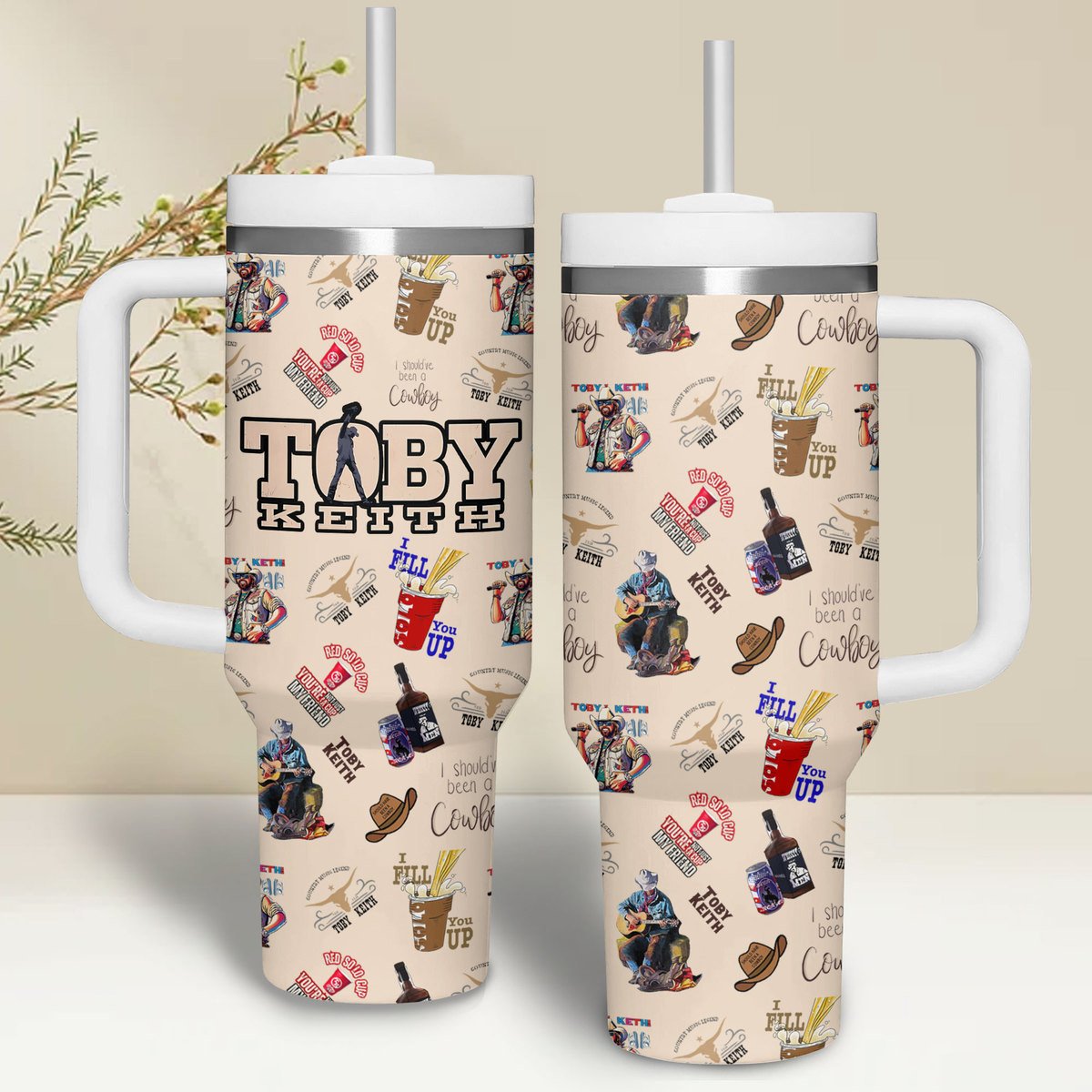 Toby Keith Music Custom Stanley Quencher 40oz Stainless Steel Tumbler With Handle
