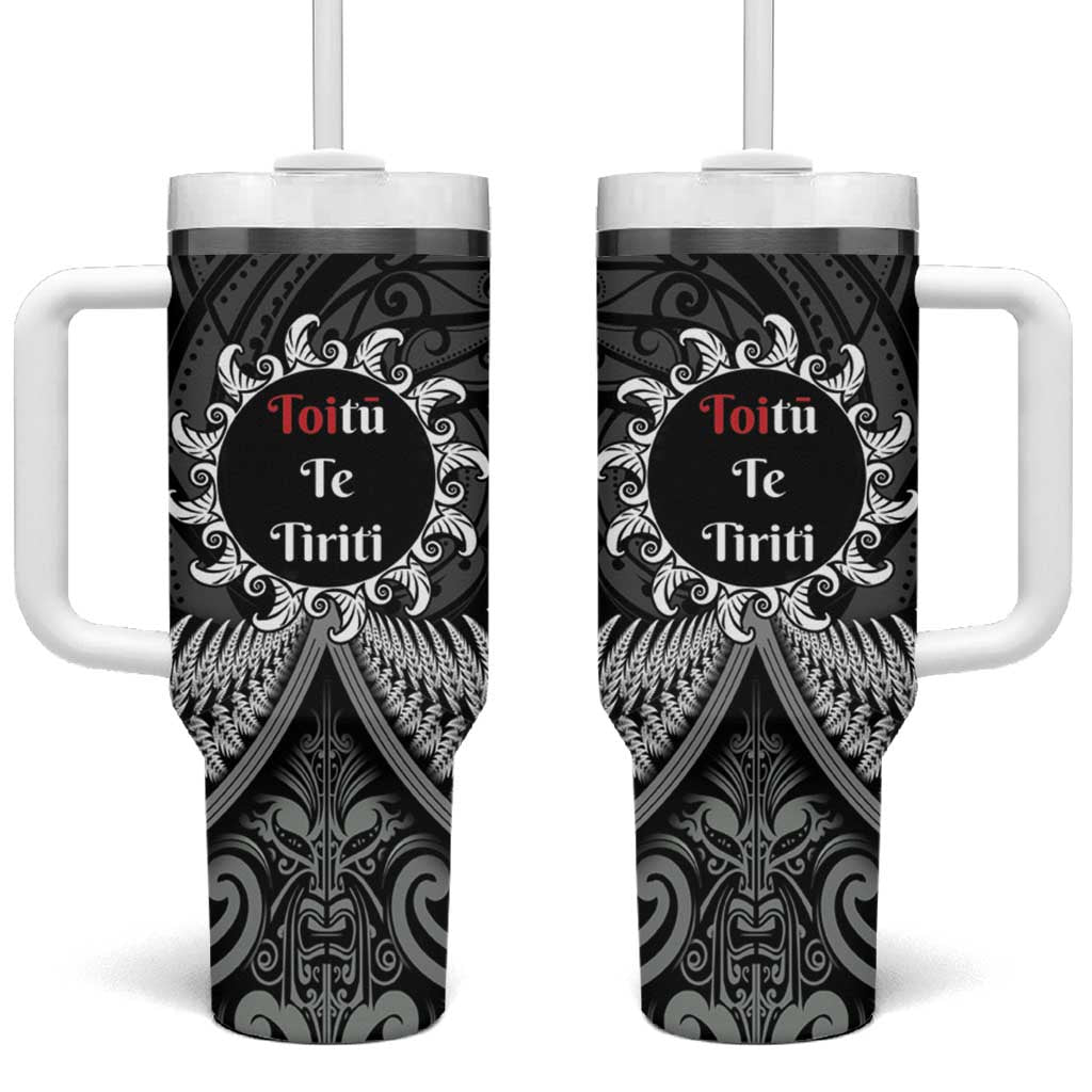 Toitu Te Tiriti Aotearoa Silver Fern Maori Custom Stanley Quencher 40oz Stainless Steel Tumbler With Handle