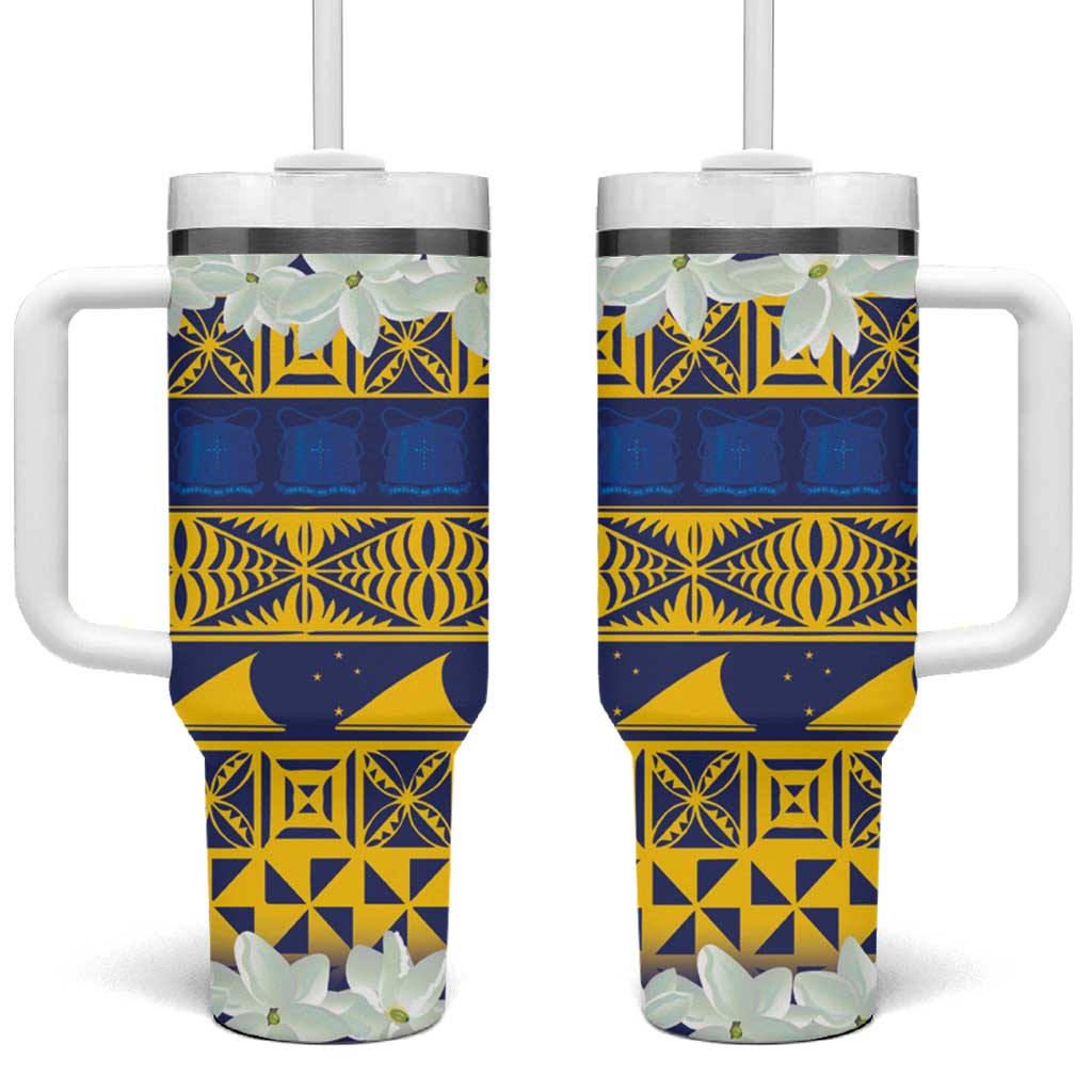 Tokelau Language Week Tokelauan Tuluma With Gardenia Thunbergia Custom Stanley Quencher 40oz Stainless Steel Tumbler With Handle