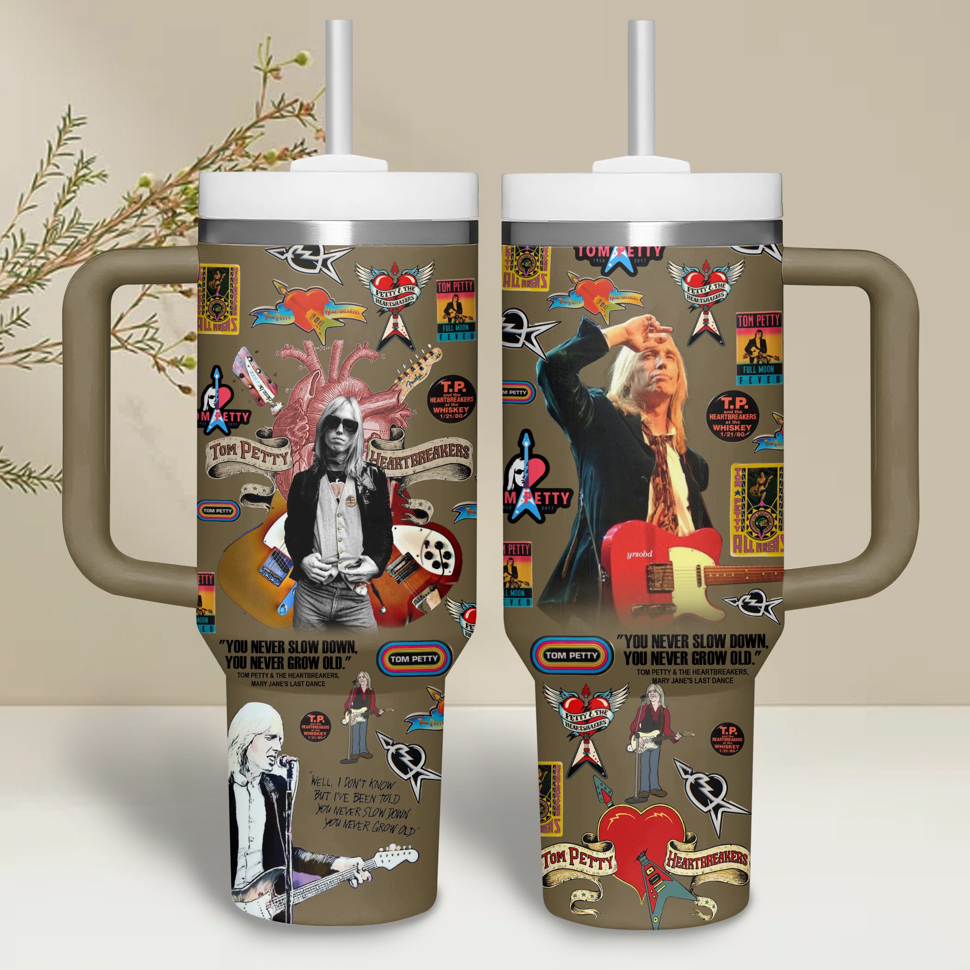 Tom Petty Music Custom Stanley Quencher 40oz Stainless Steel Tumbler With Handle