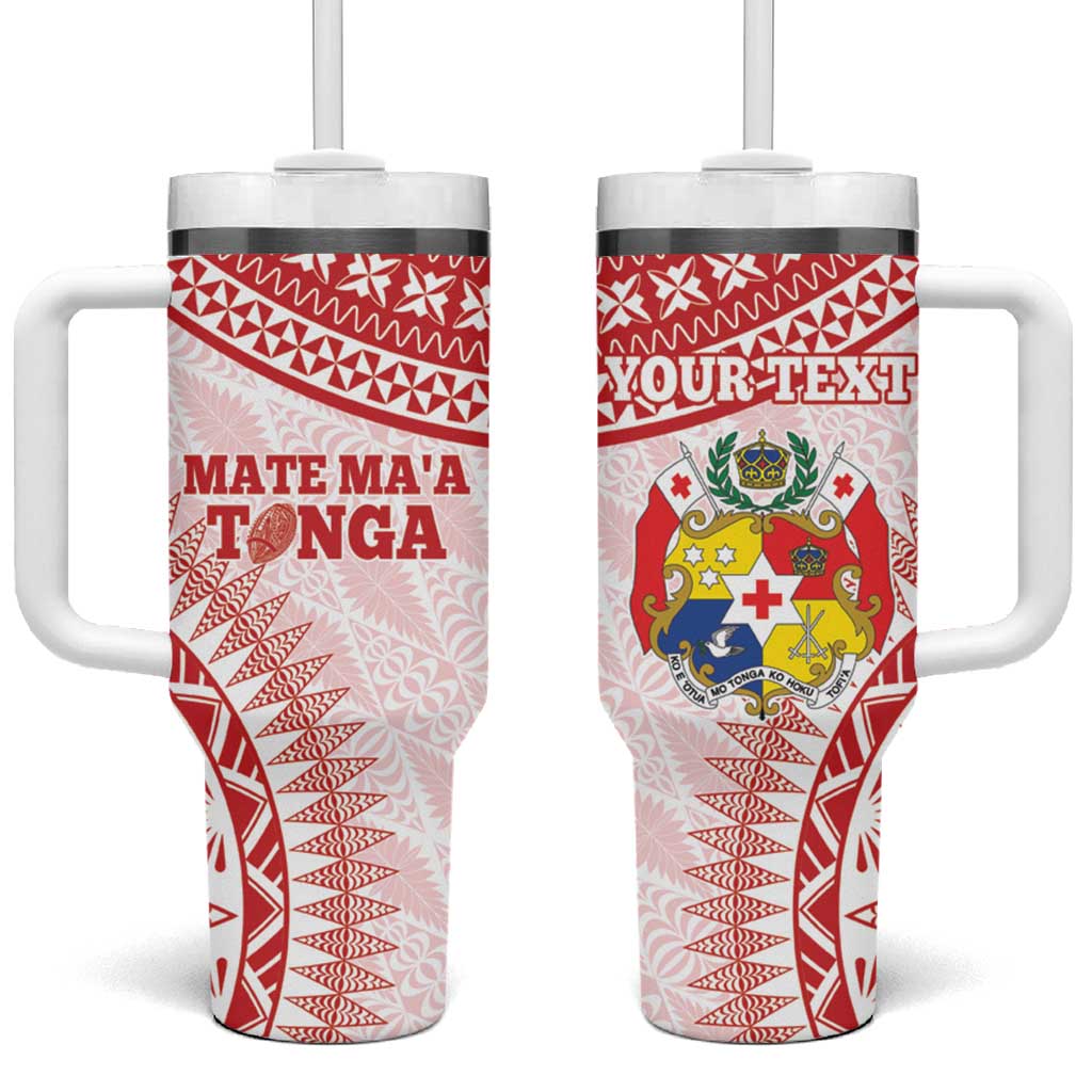 Tonga Mate Maa Go Champions Tongan Ngatu White Custom Stanley Quencher 40oz Stainless Steel Tumbler With Handle
