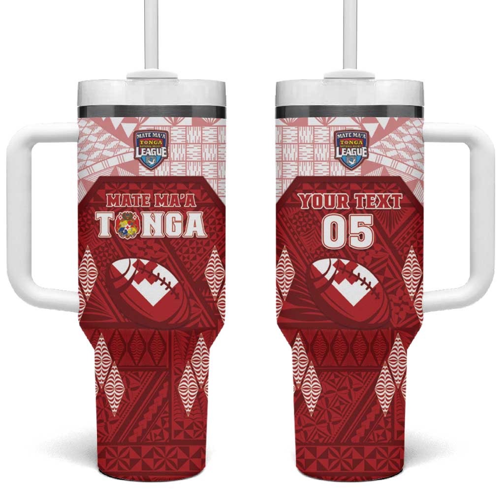 Tonga Rugby 2023 Pacific Championships Kupesi Ngatu Mate Maa Custom Stanley Quencher 40oz Stainless Steel Tumbler With Handle