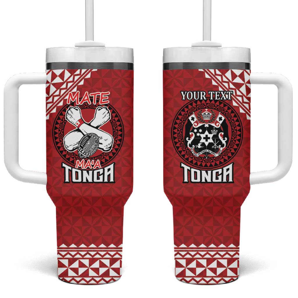 Tonga Rugby XIII Mate Ma'a Tonga with Ngatu Custom Stanley Quencher 40oz Stainless Steel Tumbler With Handle