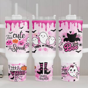 Too Cute Halloween Custom Stanley Quencher 40oz Stainless Steel Tumbler With Handle