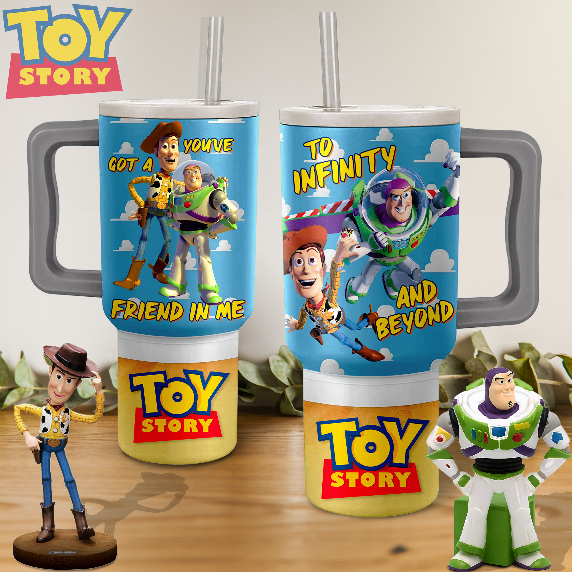 Toy Story To Infinity And Beyond Disney Cartoon Custom Stanley Quencher 40oz Stainless Steel Tumbler With Handle