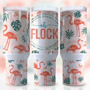 Tropical Flamingo Custom Stanley Quencher 40oz Stainless Steel Tumbler With Handle