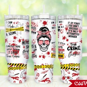 True Crime Custom Stanley Quencher 40oz Stainless Steel Tumbler With Handle