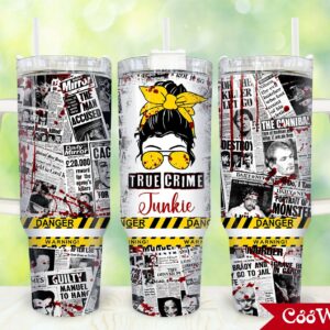 True Crime Junkie Custom Stanley Quencher 40oz Stainless Steel Tumbler With Handle