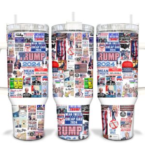Trump 2024 Custom Stanley Quencher 40oz Stainless Steel Tumbler With Handle