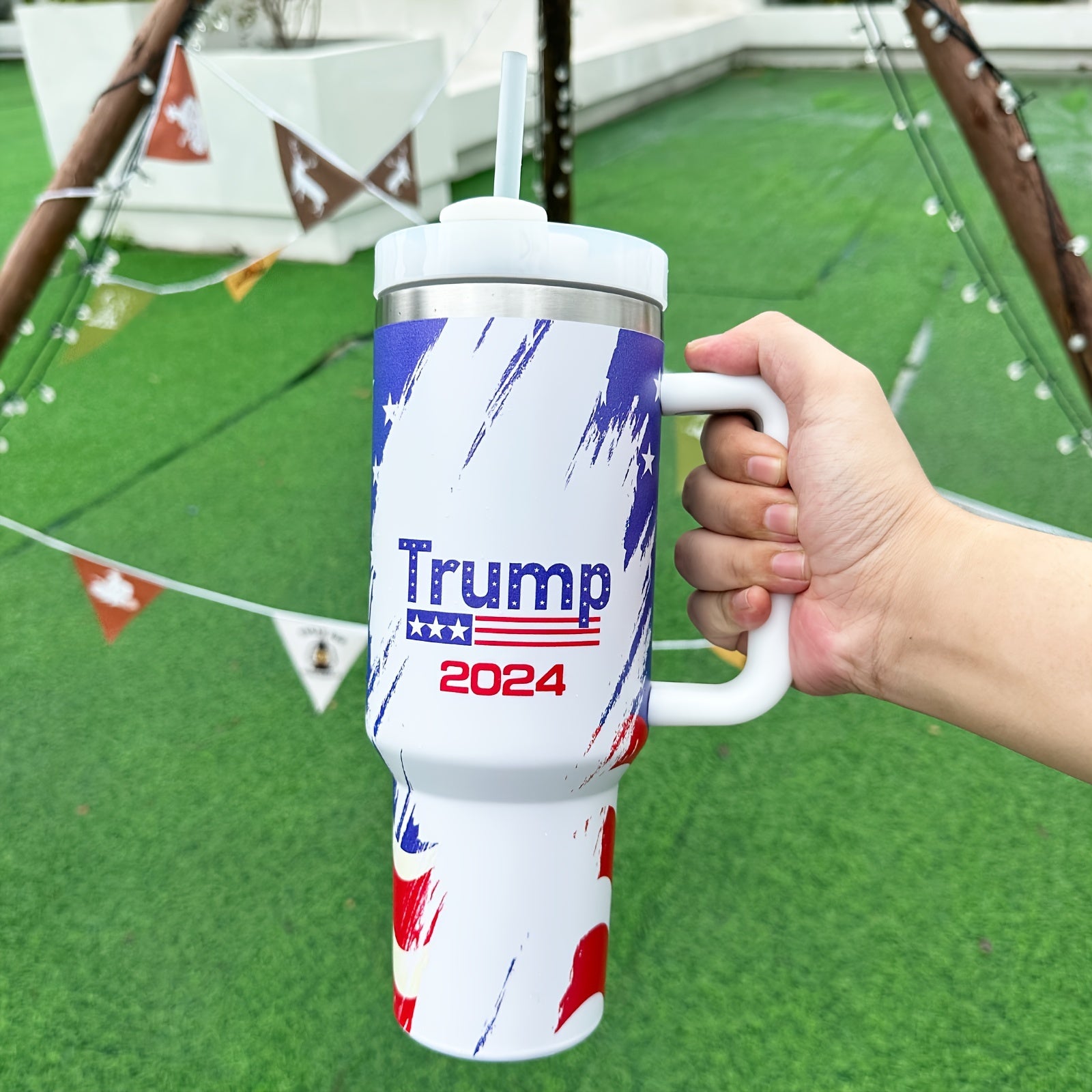Trump 2024 Custom Stanley Quencher 40oz Stainless Steel Tumbler With Handle