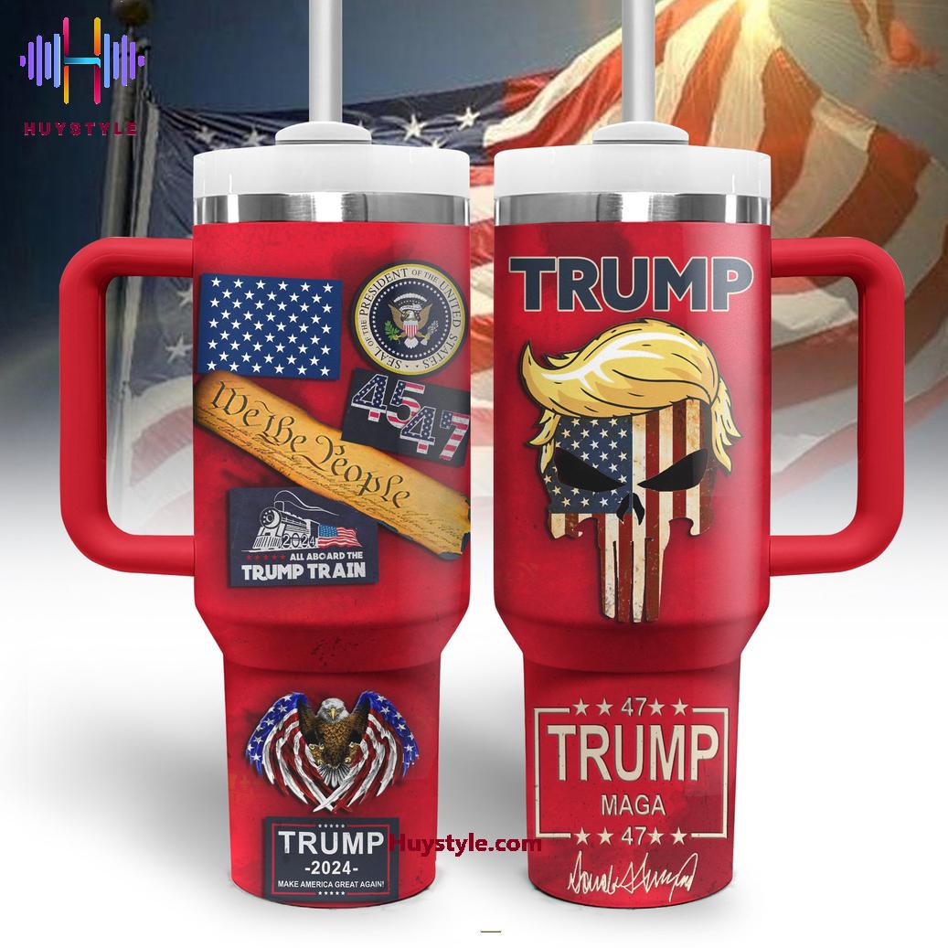 Trump 2024 Make America Great Again Custom Stanley Quencher 40oz Stainless Steel Tumbler With Handle