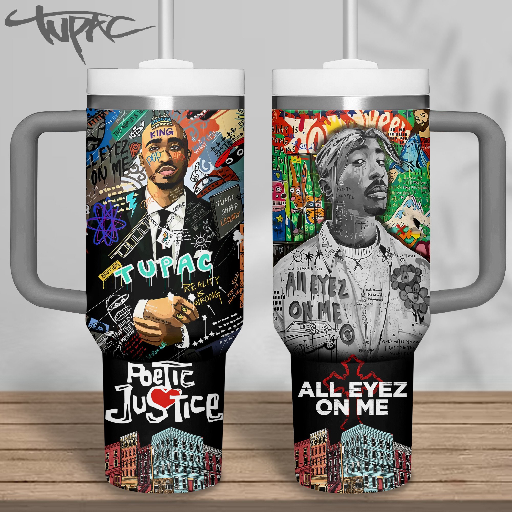 Tupac Shakur Music Custom Stanley Quencher 40oz Stainless Steel Tumbler With Handle