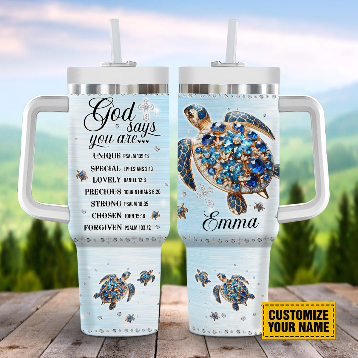 Turtle Jewelry God Custom Stanley Quencher 40oz Stainless Steel Tumbler With Handle