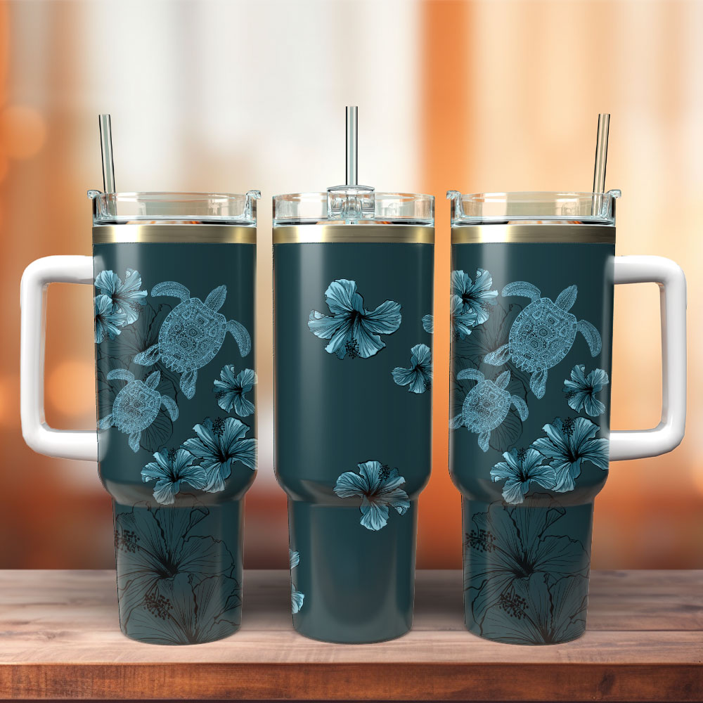 Turtles Artwork Custom Stanley Quencher 40oz Stainless Steel Tumbler With Handle
