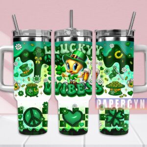 Tweety Looney Tunes Custom Stanley Quencher 40oz Stainless Steel Tumbler With Handle
