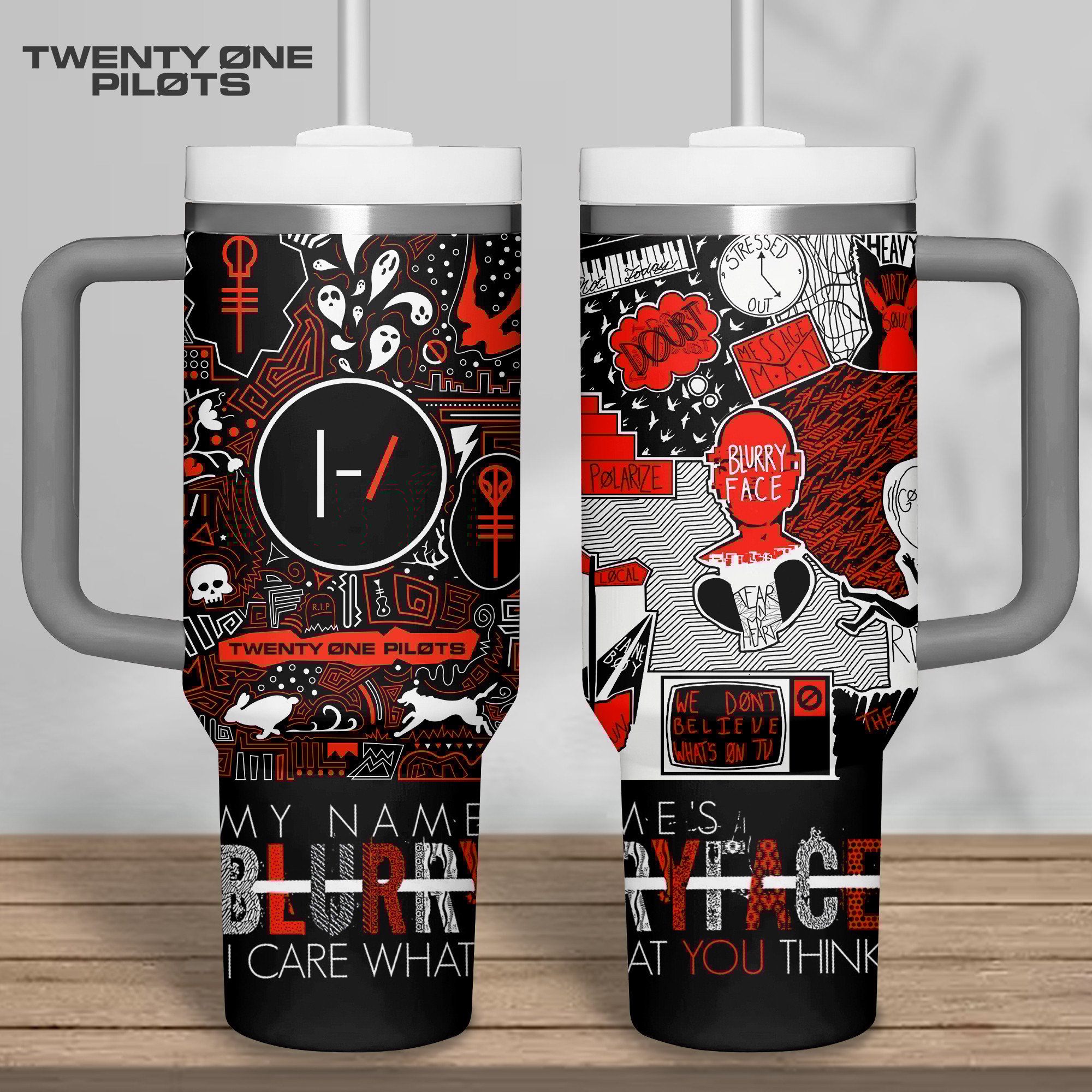 Twenty One Pilots Music Custom Stanley Quencher 40oz Stainless Steel Tumbler With Handle