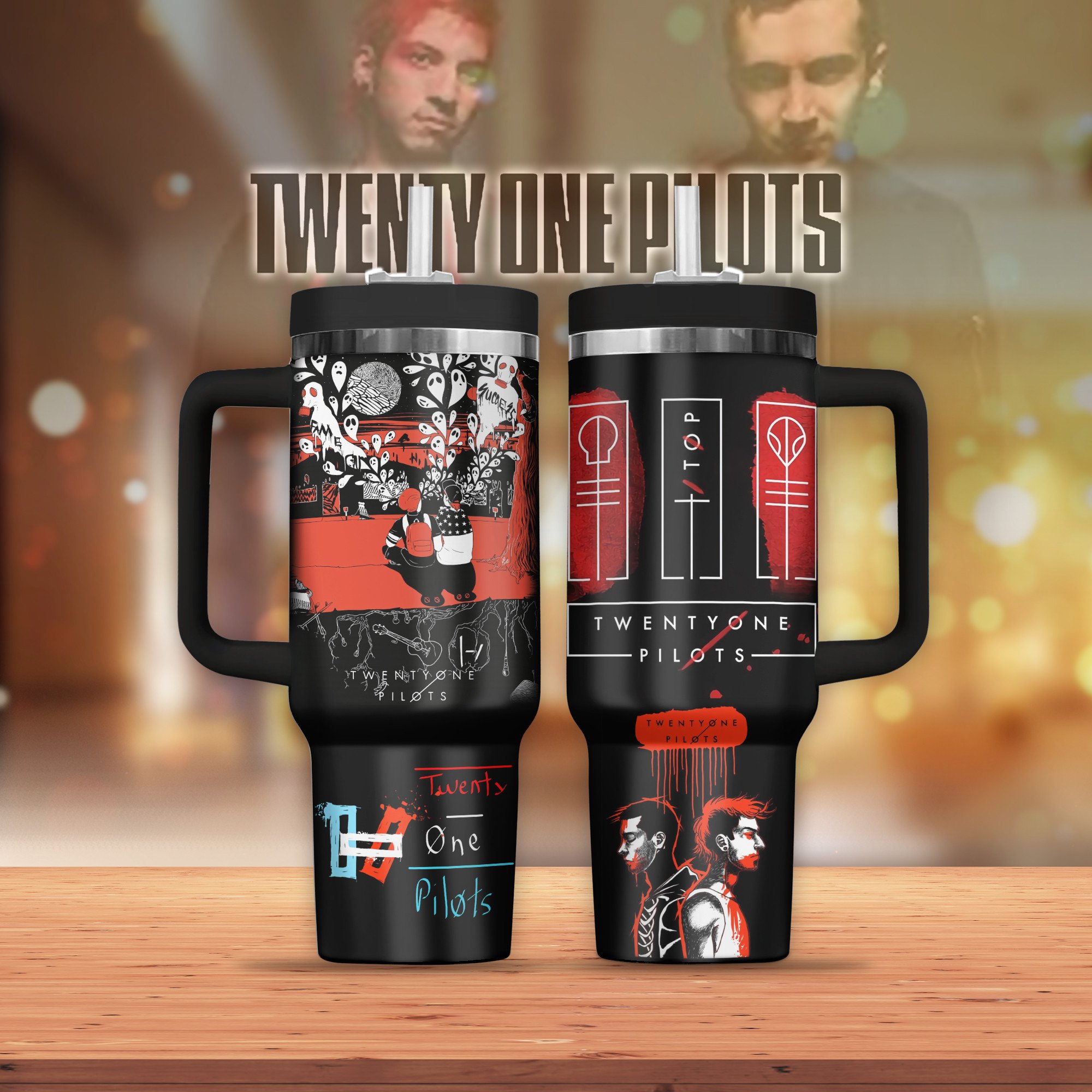 Twenty One Pilots Music Custom Stanley Quencher 40oz Stainless Steel Tumbler With Handle