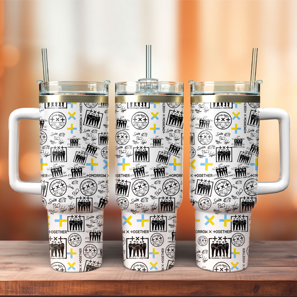 TXT Tomorrow x Together Lollapalooza Music Custom Stanley Quencher 40oz Stainless Steel Tumbler With Handle
