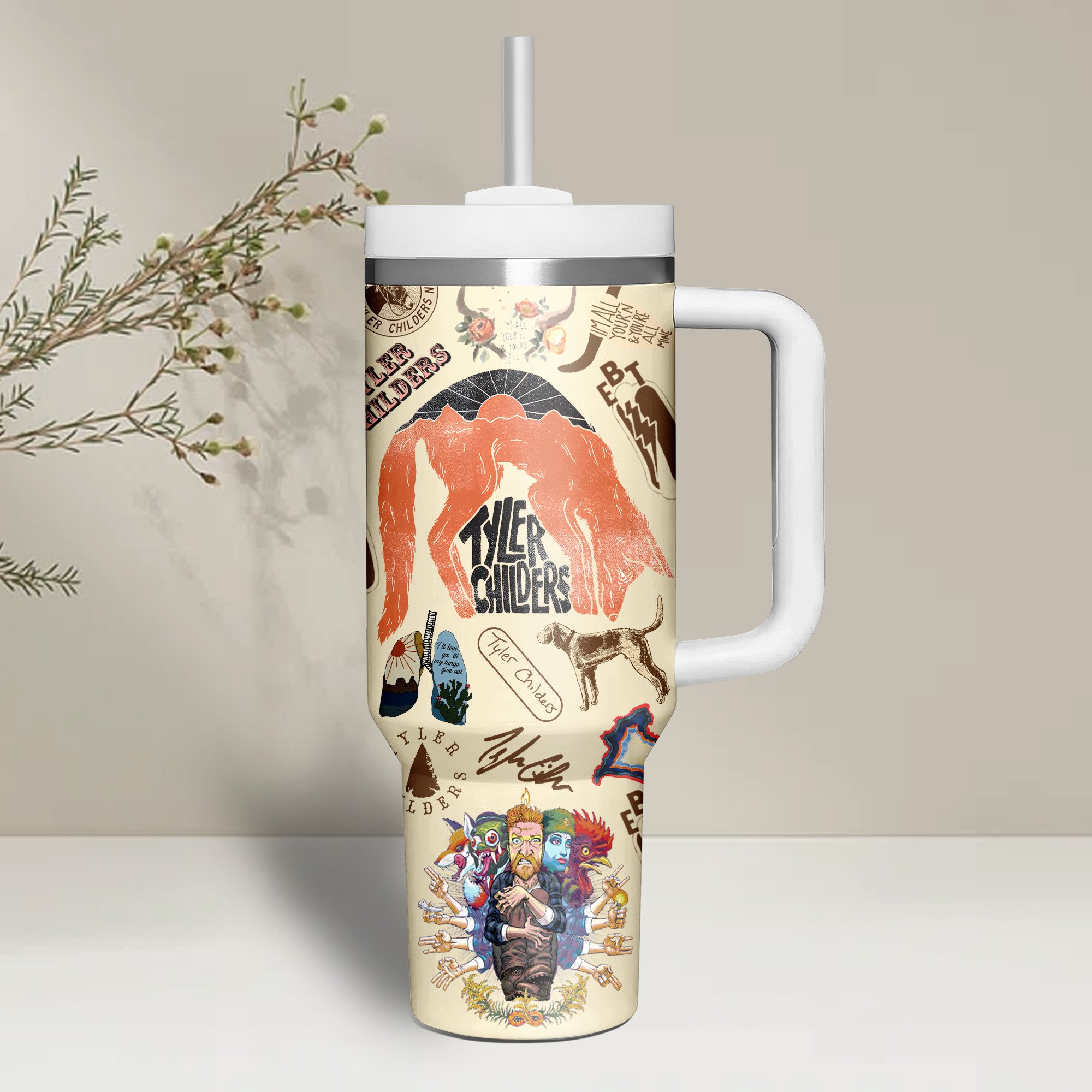 Tyler Childers Music Custom Stanley Quencher 40oz Stainless Steel Tumbler With Handle