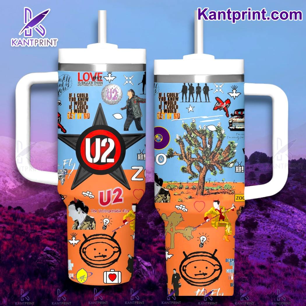 U2 Music Custom Stanley Quencher 40oz Stainless Steel Tumbler With Handle