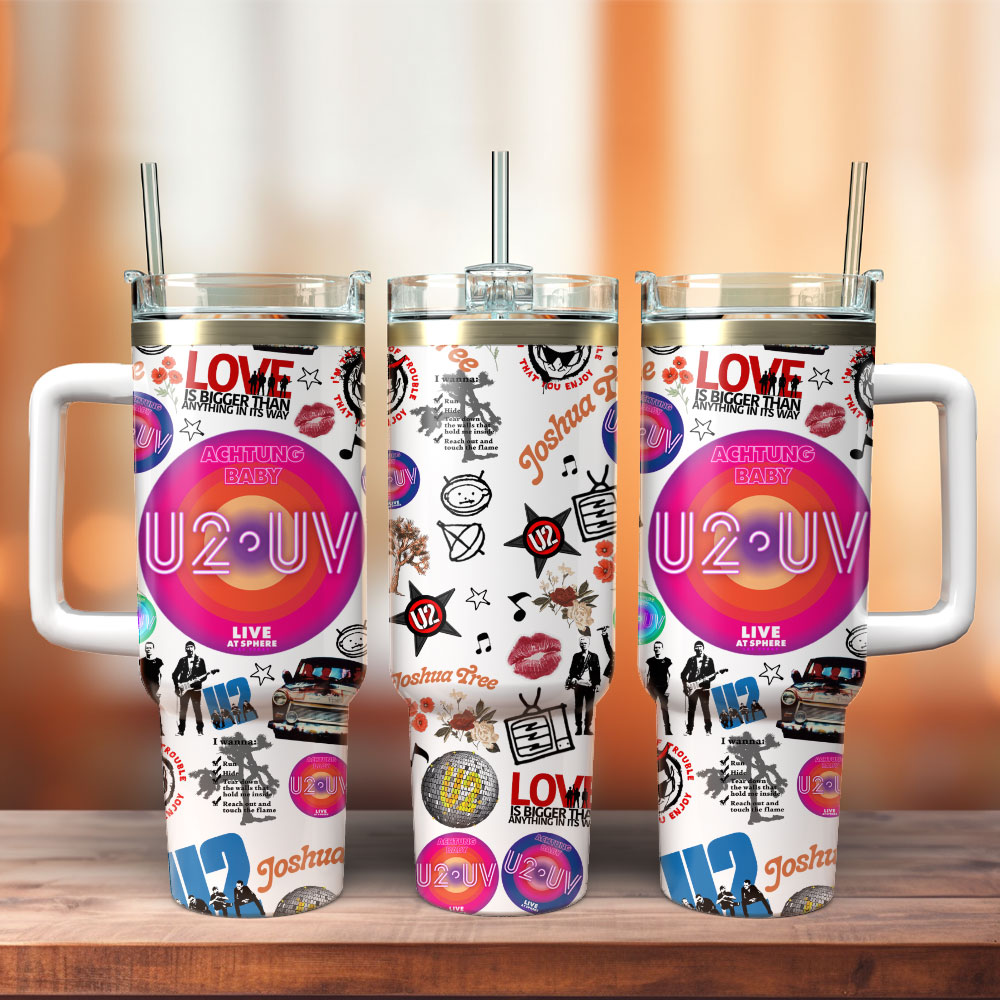 U2 Music Custom Stanley Quencher 40oz Stainless Steel Tumbler With Handle