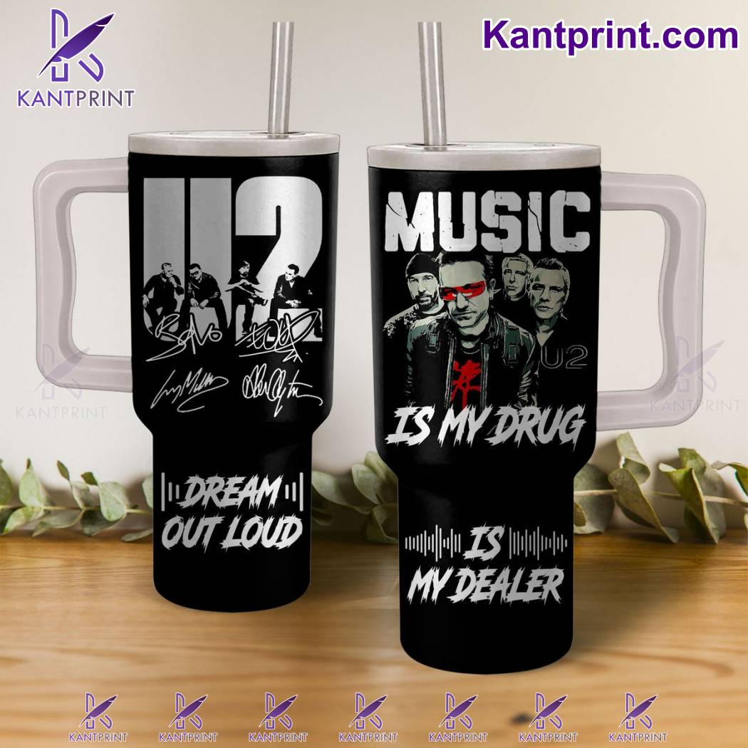 U2 Music Custom Stanley Quencher 40oz Stainless Steel Tumbler With Handle