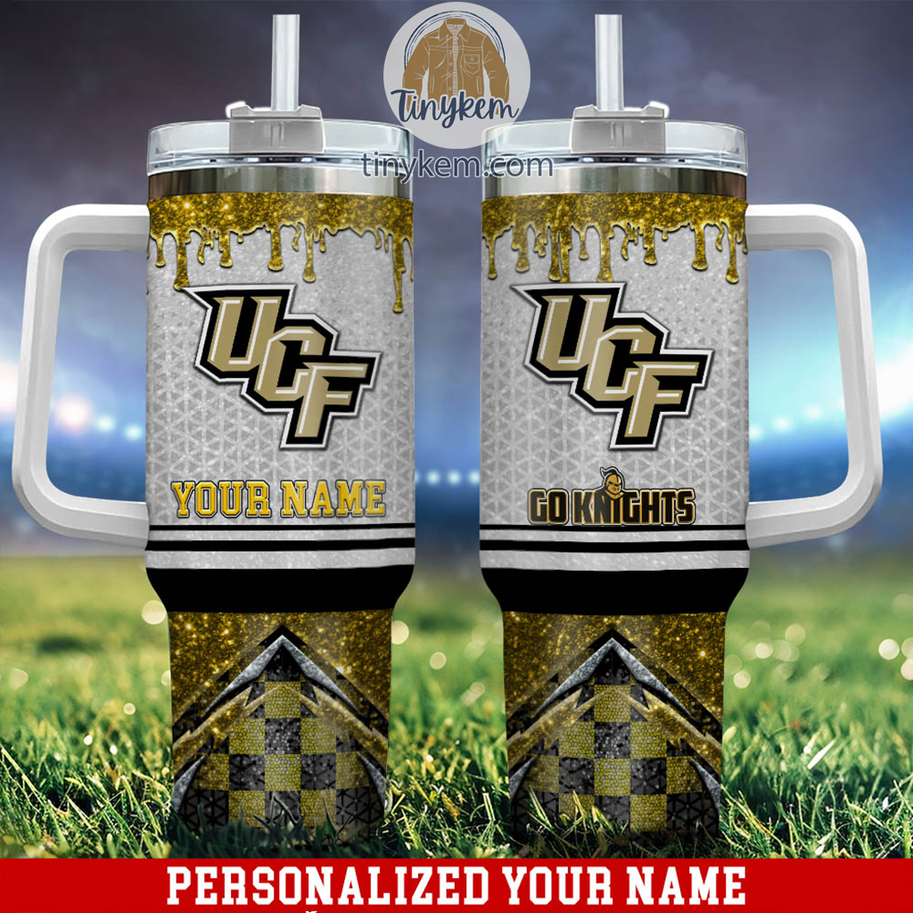 UCF Knights Glitter NCAA Custom Stanley Quencher 40oz Stainless Steel Tumbler With Handle