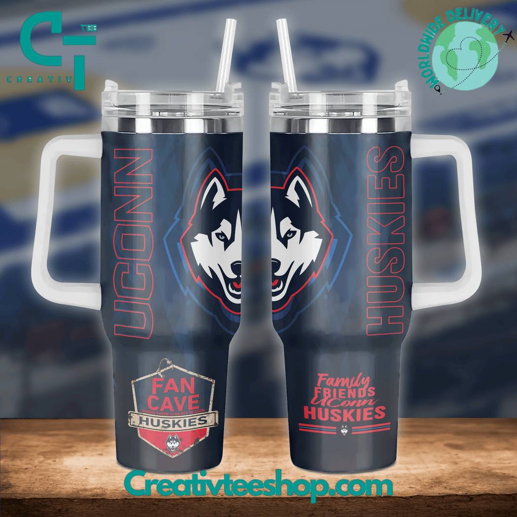 Uconn Huskies Basketball NCAA Custom Stanley Quencher 40oz Stainless Steel Tumbler With Handle