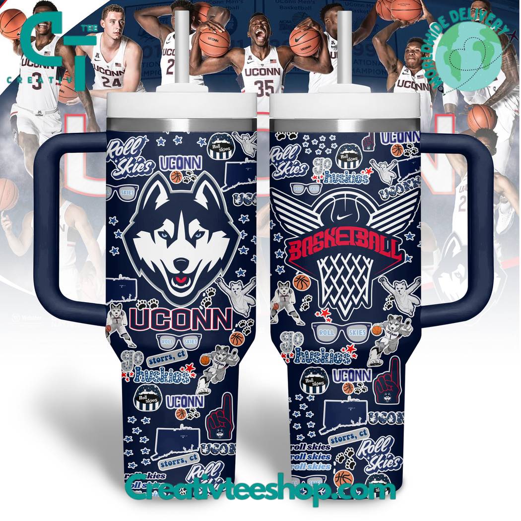 Uconn Huskies Basketball NCAA Custom Stanley Quencher 40oz Stainless Steel Tumbler With Handle