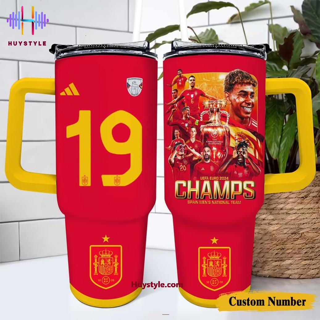 UEFA Spain Euro 2024 Custom Stanley Quencher 40oz Stainless Steel Tumbler With Handle