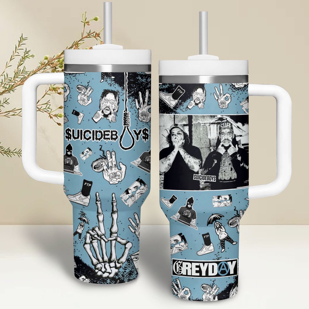 $uicideboy$ Music Custom Stanley Quencher 40oz Stainless Steel Tumbler With Handle