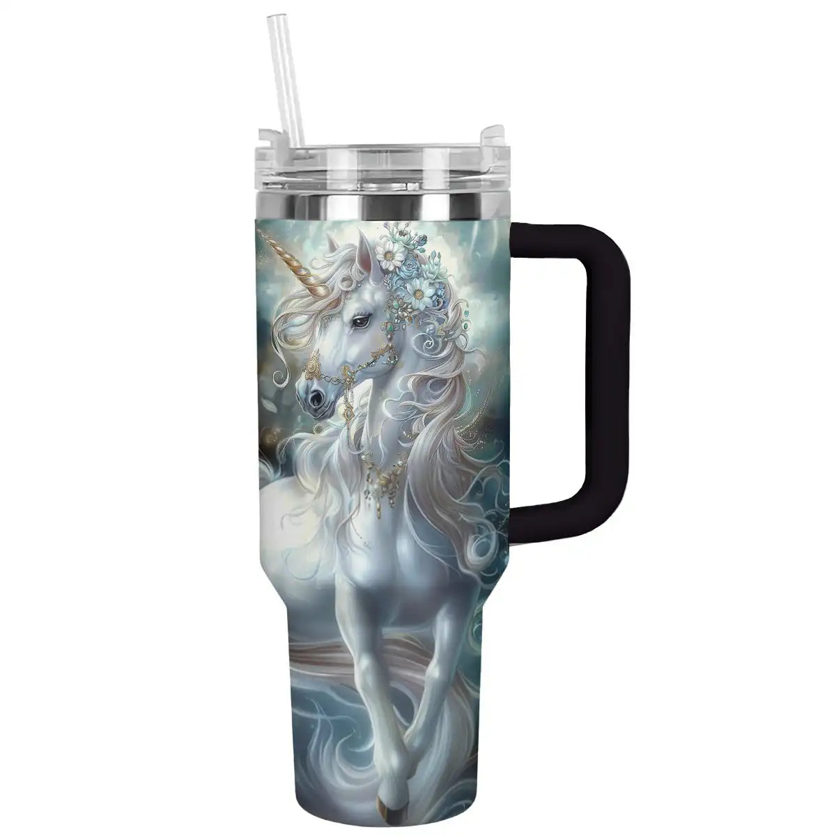 Unicorn Custom Stanley Quencher 40oz Stainless Steel Tumbler With Handle