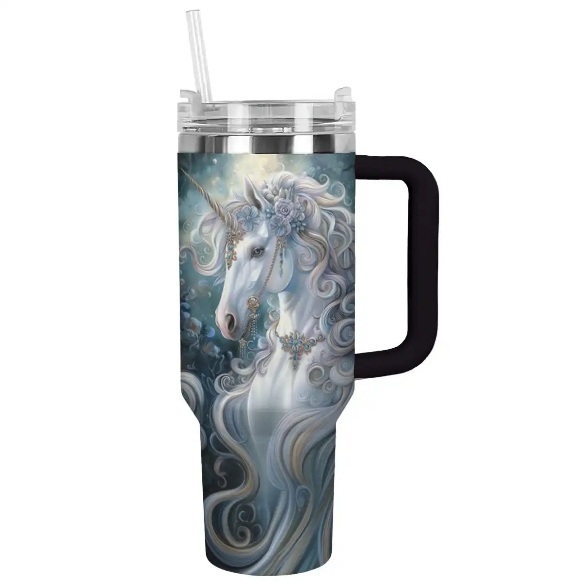 Unicorn Custom Stanley Quencher 40oz Stainless Steel Tumbler With Handle