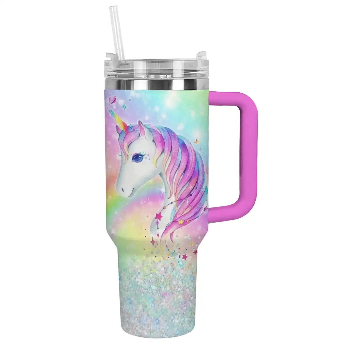 Unicorn Custom Stanley Quencher 40oz Stainless Steel Tumbler With Handle