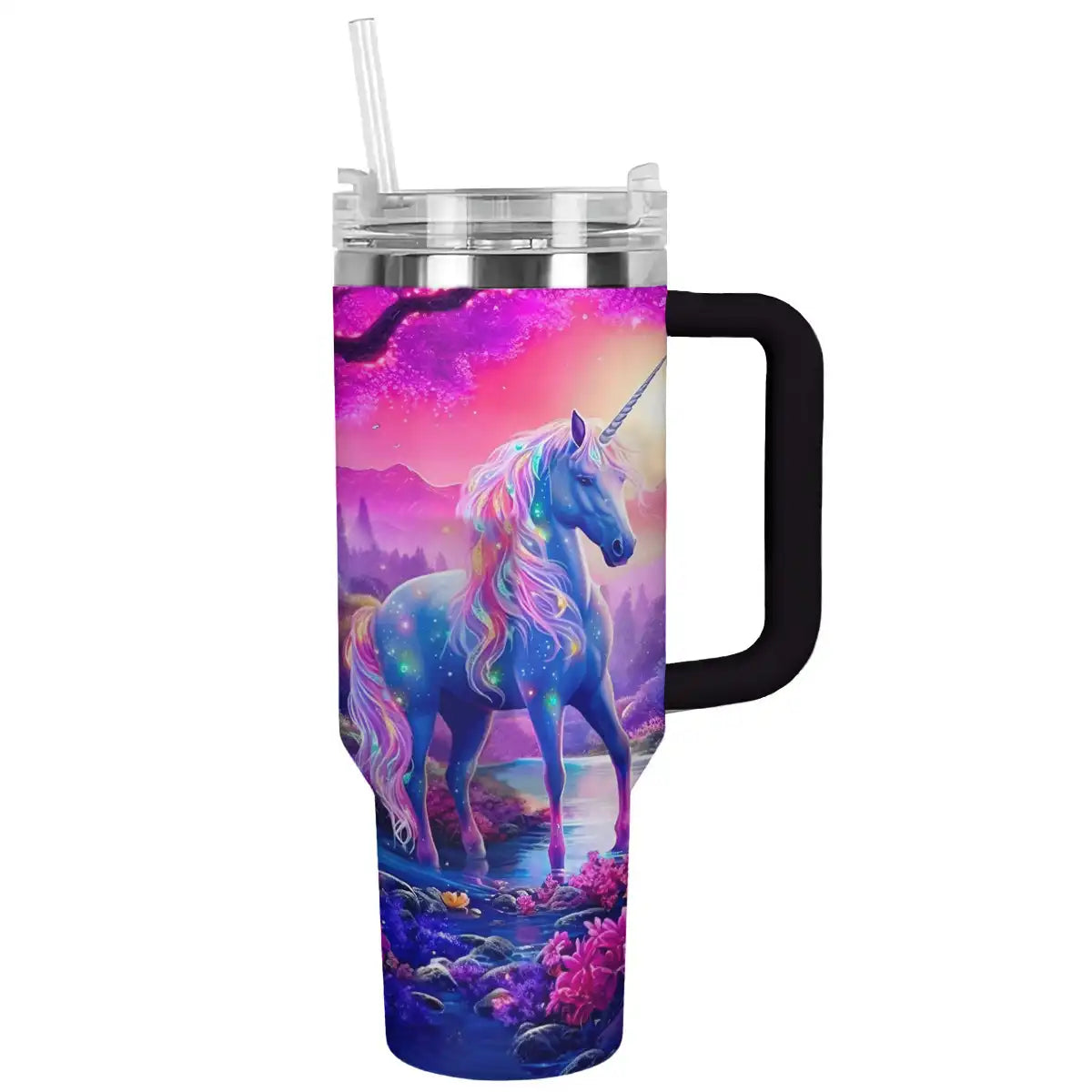 Unicorn Custom Stanley Quencher 40oz Stainless Steel Tumbler With Handle