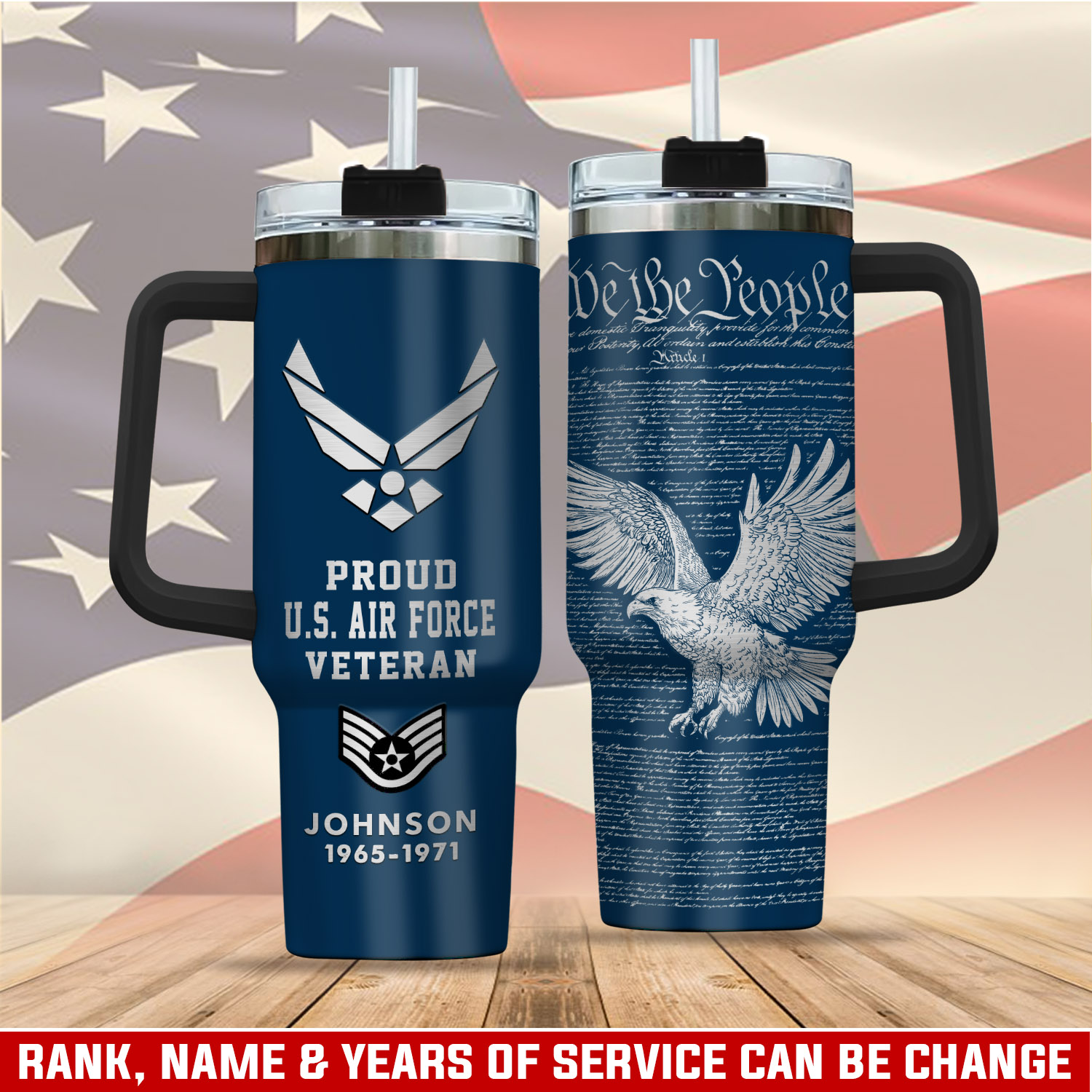 United States Air Force Custom Stanley Quencher 40oz Stainless Steel Tumbler With Handle