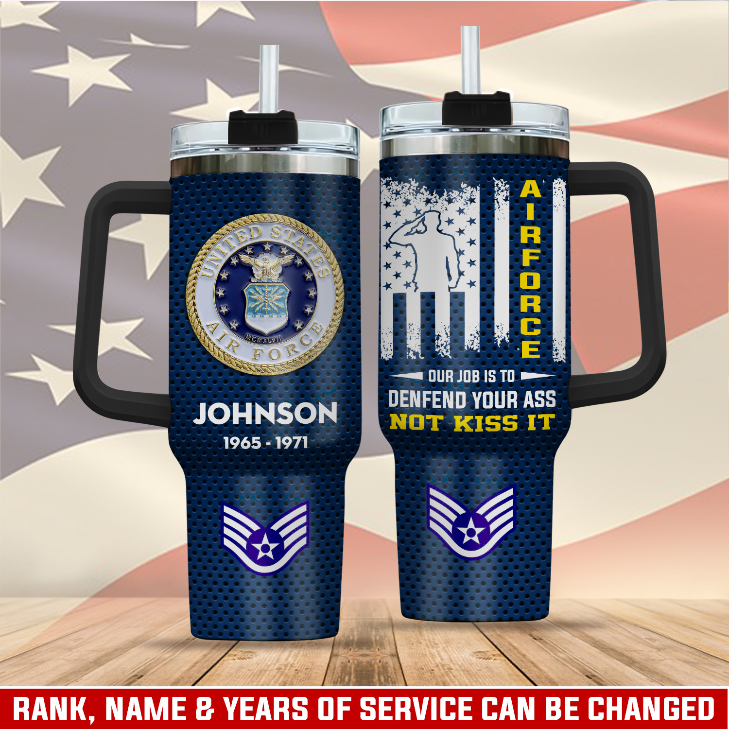 United States Air Force Custom Stanley Quencher 40oz Stainless Steel Tumbler With Handle