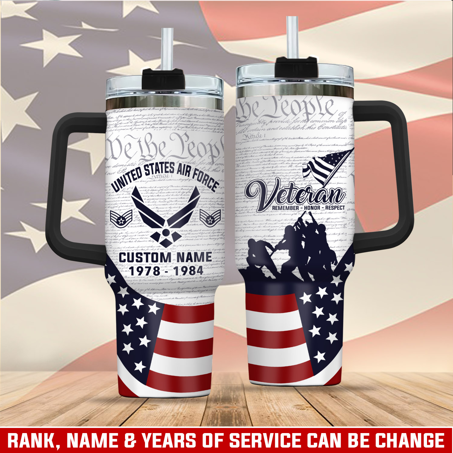 United States Air Force Custom Stanley Quencher 40oz Stainless Steel Tumbler With Handle