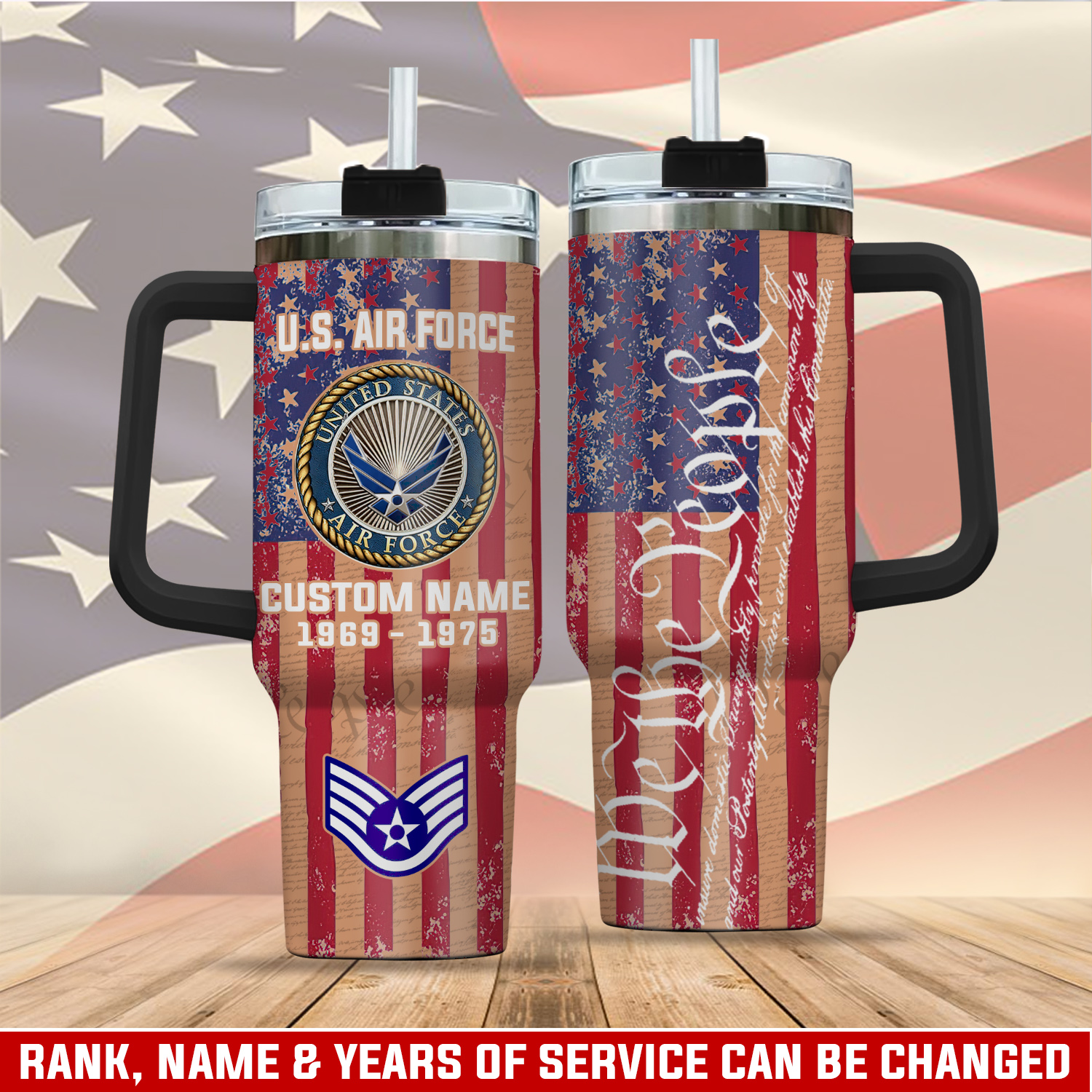 United States Air Force Custom Stanley Quencher 40oz Stainless Steel Tumbler With Handle