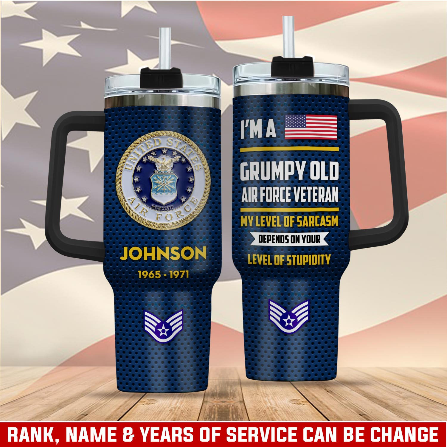 United States Air Force Custom Stanley Quencher 40oz Stainless Steel Tumbler With Handle
